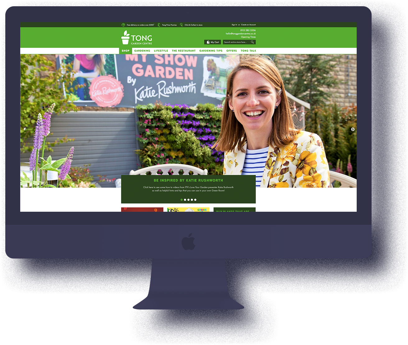 Tong Garden Centre website on an iPhone